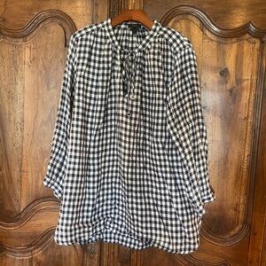 J. Crew Navy and White Gingham Coverup XL